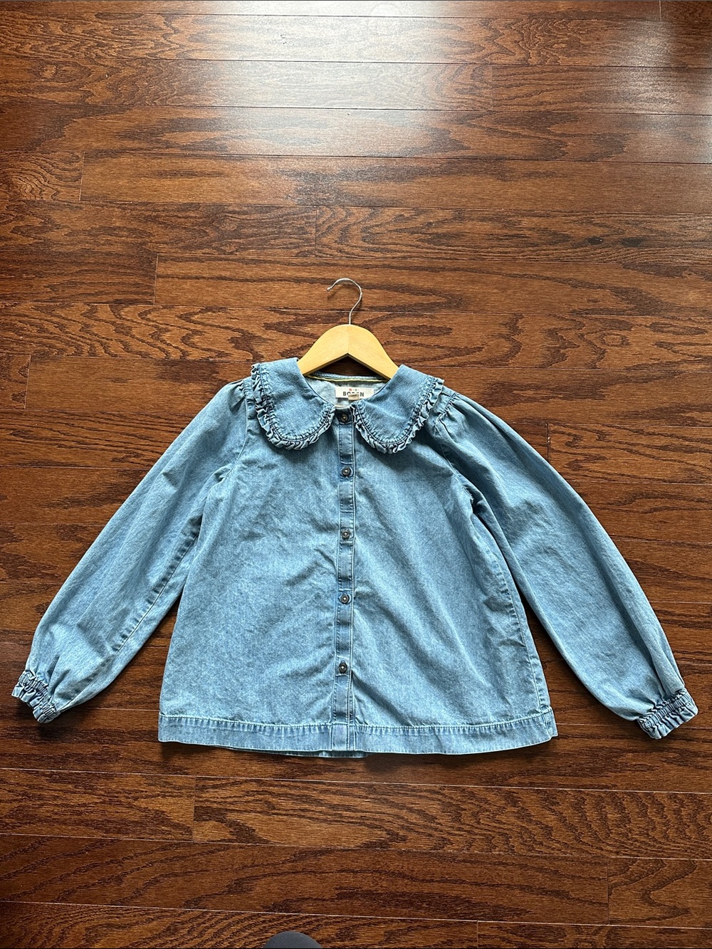 Mini Boden Frilly Collar Blouse - Light Blue